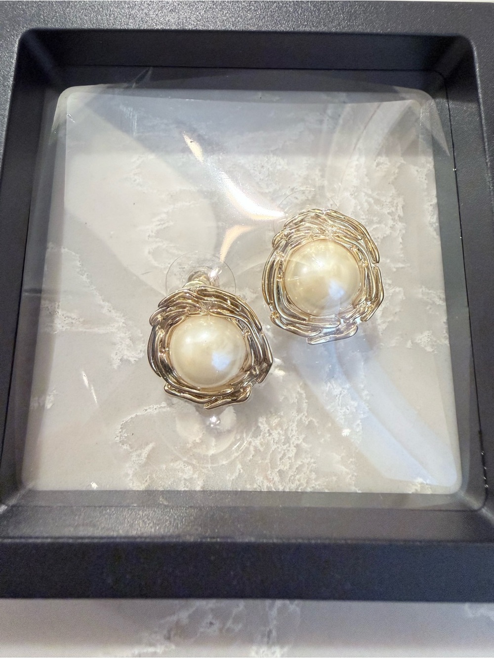 Classic Pearl Nest Clip-On Earrings in Gold
